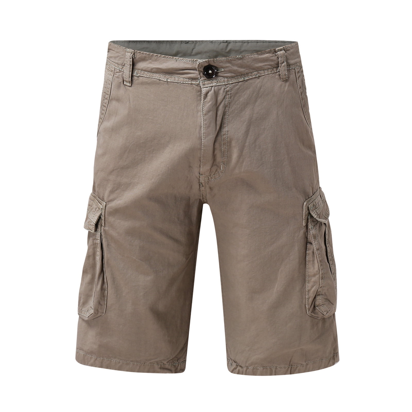 PMUYBHF Male Mens Cargo Shorts Size 42 Men s Summer Solid Color Casual Straight Shorts Button Pocket Cargo Pants