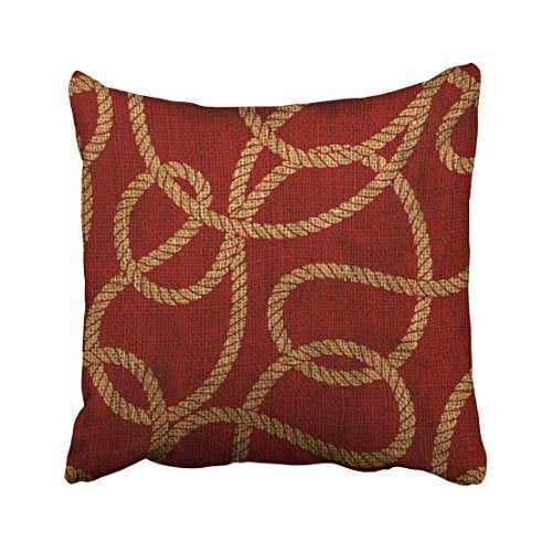WinHome Square Throw Pillow Covers Nautical Rope Red And Natural
