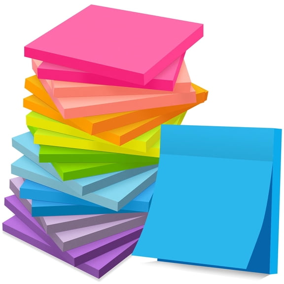 Self-Stick Pads Bright Colors Sticky Note, Recyclable, Easy to Post for Home, Office, Notebook