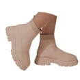 thumbnail image 3 of Women's Mid Calf Boots On Low Heel Sole Design for Everyday Casual Wear Travel Outfits and Outdoor Activities Comfortable Footwear,Color:Khaki,Size:6.5, 3 of 9
