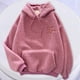 thumbnail image 2 of Sudadera con capucha de vellón grueso, acogedora sudadera con capucha para otoño e invierno para mujer con bolsillo de parche con cordón, jersey de vellón cálido para el frío, 2 of 5