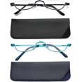 thumbnail image 1 of Viseng Half Frame Reading Glasses for Women Men Slim Half Moon Lens Readers Metal Semi Rimless Eyewear, 1 of 5