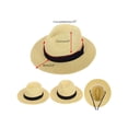 thumbnail image 4 of Panama Straw Hat Men Women's Wide Brim Packable Roll up Fedora Beach Sun Hat, Nature, 4 of 6