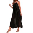 thumbnail image 3 of Lucakuins Mujeres Bikini Cover-ups Verano Color sólido Suelto Sin espalda Slit Halterneck Traje de baño para la playa Traje de baño Lucakuins  moda, 3 of 7
