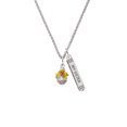 thumbnail image 2 of Delight Jewelry Silvertone Hot Yellow & Orange Plumeria Flowers Spinner Silvertone Always My Sister Bar Charm Necklace, 23", 2 of 4