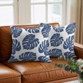 thumbnail image 6 of Throw Pillow Covers 16x16 Inch, Navy Blue Monstera Leaf Decorative Pillow Cases for Couch Sofa Bed, Summer Tropical Plant Botanical Boho Cotton Linen Square Home Decor Pillowcases with Hidden Zipper, 6 of 9