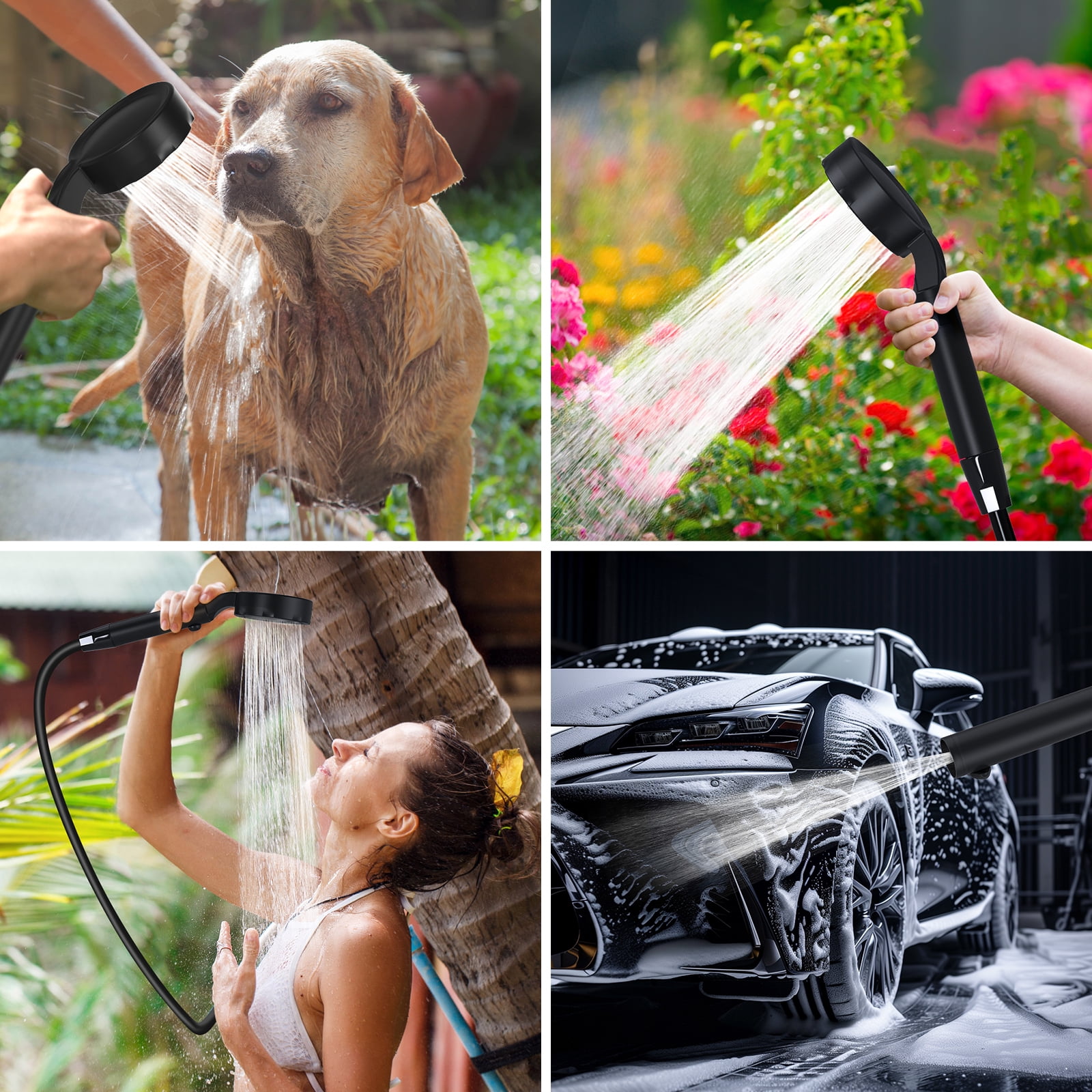 Spopal Portable Camping Shower, [Upgraded] 10000mAh Rechargeable, 5-Speed, LED Display, 3 GPM Powerful Spray, IPX8 Waterproof for Hiking Travel