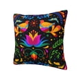 thumbnail image 2 of Wukai Mexican Flower Traditional1 Premium Polyester Fleece Pillow Covers with Hidden Zipper Closure,Luxuriously Soft and Durable-24"x24", 2 of 7