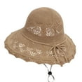 thumbnail image 2 of Eoperou Bowknot Rope Decor Adjustable Drawstring Wide Brim Beach Hat Hollow Braided Summer Sun Hat Fashion Accessories, 2 of 8