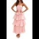 thumbnail image 2 of Vestido de Verano Sin Tirantes para Mujer, con Volantes, , Liso, Espalda Descubierta, Fruncido, Elegante, Fluido, para Playa. Rosa S, 2 of 10