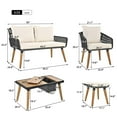 thumbnail image 3 of 6-Piece Patio Furniture Set, Outdoor Conversation Set with Acacia Wood Cool Bar Table with Ice Bucket, 1 Loveseat, 2 Armchairs, 2 Stools for Backyard Porch Balcony, 3 of 8