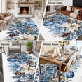 thumbnail image 5 of 5'x7' Area Rugs for Living Room Bedroom, Blue Christmas Poinsettia Washable Rug Carpet Runner Indoor Outdoor, Xmas Botanical Balls Snowflake Non Slip Floor Mats Area Rug for Kitchen, Nursery, 5 of 8
