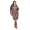 thumbnail image 1 of Vestido camisero de piel sintetica Roman Fashion /Tallas Extras, 104 (Cafe) cafe 38, 1 of 6