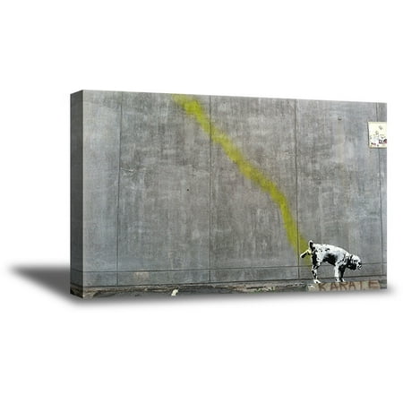 Awkward Styles Banksy Printed Art Pissing Dog Canvas Decor Ready to Hang Picture Banksy's Peeing Dog Banksy Framed Art Banksy Art for Living Room Banksy Wall Decals Art Lovers Birthday