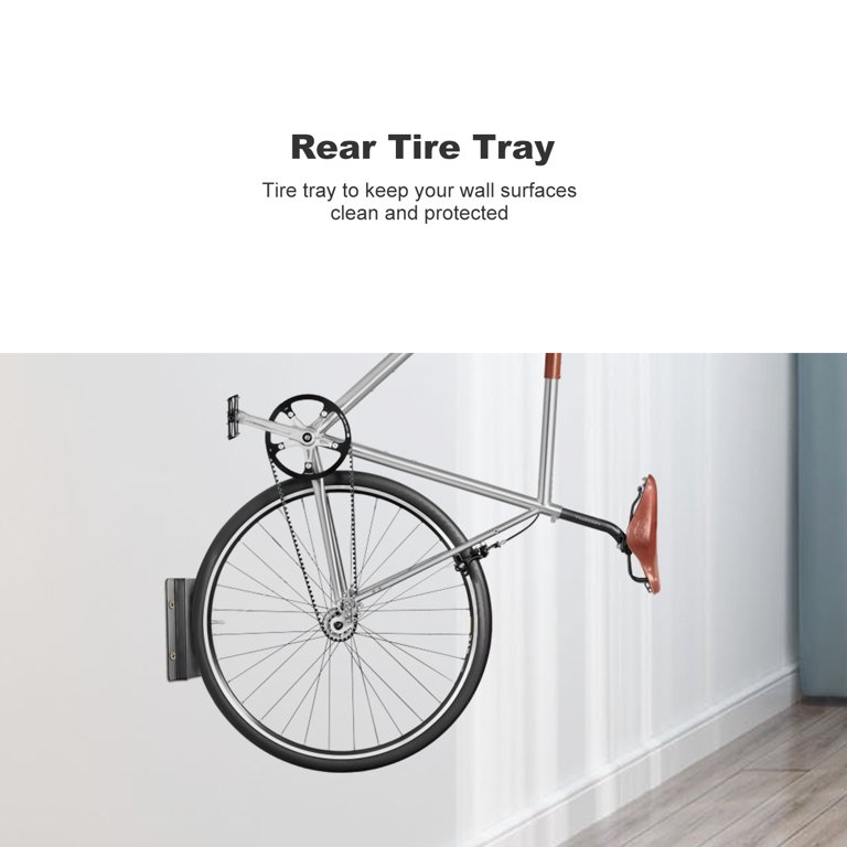 Todeco Bike Wall Mount Rack with Rear Tire Tray,Vertical Bike Storage Hook for Indoor, Garage, Shed, Great for Hanging Road, Mou