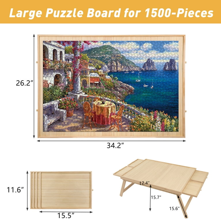 Rose Home Fashion 1500 Pcs Puzzle Board Wooden Jigsaw Puzzle Table with  Folding Legs 4 Drawers, 1 Set of Accessories & Reviews