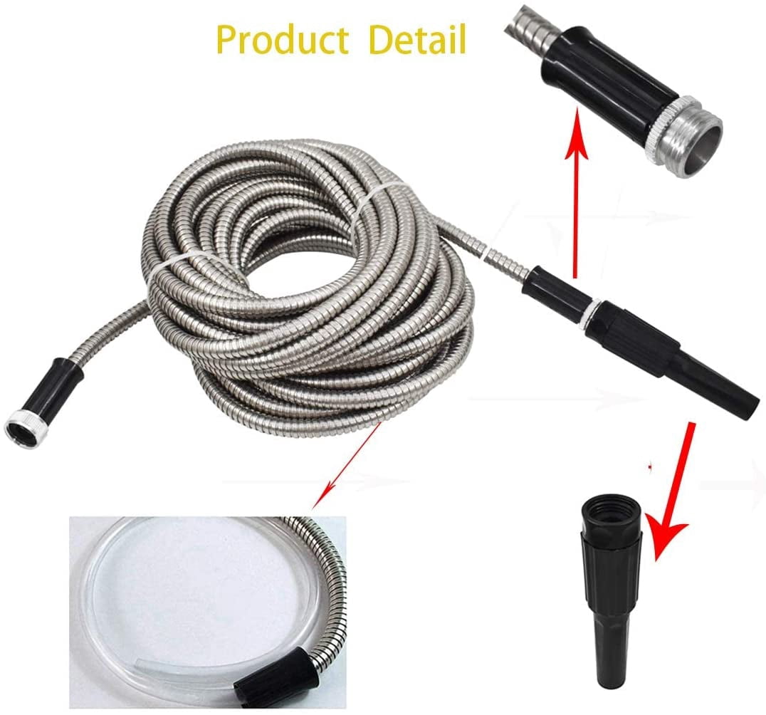 SEBLAFF Flexible Lightweight 304 Stainless Steel Garden Hose,Lightweight Metal Water Hoses with Nozzle for Portable