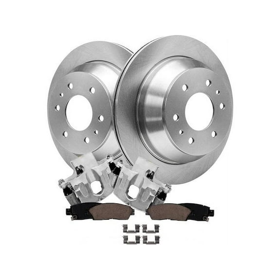 Rear Brake Pad Rotor and Caliper Set - Compatible with 2002 - 2009 Chevy Trailblazer 2003 2004 2005 2006 2007 2008