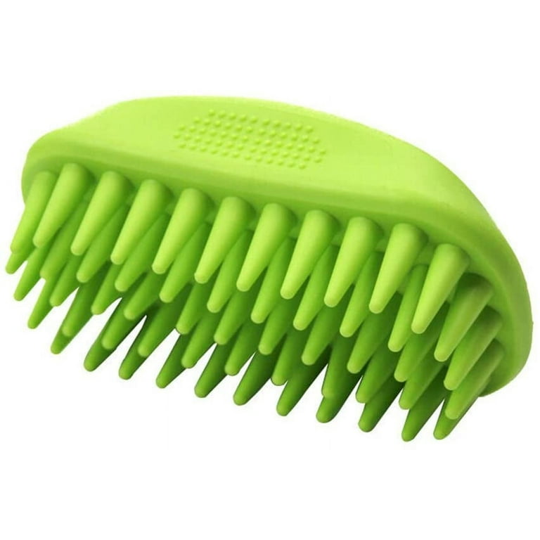 Shampoo Brush Pet Bath Massage Brush Grooming Scrubber Brush for Bathing Hair Removal Soft Silicone Rubber Brush, Green