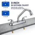thumbnail image 5 of RV Kitchen Sink Faucet, High Arc 360° Rotation Spout Camper Kitchen Faucet, 2 Handles 8 inch Centerset for Campers, Motorhomes, Travel Trailers, Chrome, 5 of 9