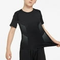 thumbnail image 4 of Virmaxy Spring Summer Breathable Short Sleeve Compression Top Moisture Wicking Lightweight Stretch Athletic Shirt for Running Training Sports, for 7-12 Years Black, 4 of 4
