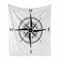 thumbnail image 1 of Compass Soft Flannel Fleece Blanket, Prehistoric Navigation Technology on the Sea Discovery of the World Travel Voyage, Cozy Plush for Indoor and Outdoor Use, 50" x 70", Black White, by Ambesonne, 1 of 6