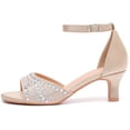 thumbnail image 2 of DADAWEN Low Hee Dress Shoes Open Toe Ankle Strap Sandals Rhinestone Shiny Champagne 6.5US, 2 of 5