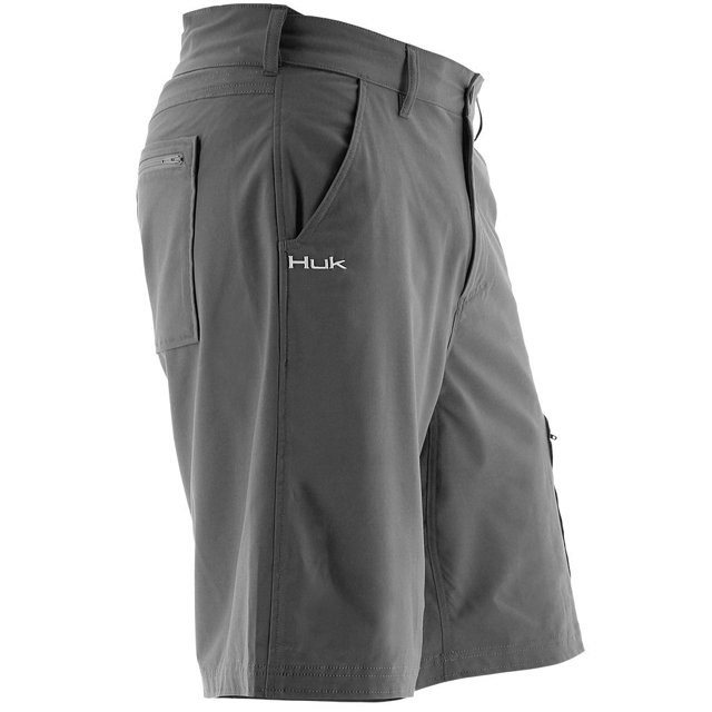 Huk Men's Standard Next Level Quick-Drying Performance Fishing Shorts, Charcoal-10.5", Large