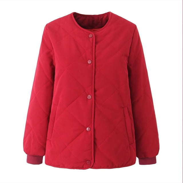 Puntoco Coat Chaqueta De Algodón Engrosada De Un Solo Pecho con Cuello Redondo A La Moda para Mujer con Chaqueta Cálida Y De Felpa Liquidación Puntoco Puntoco-1