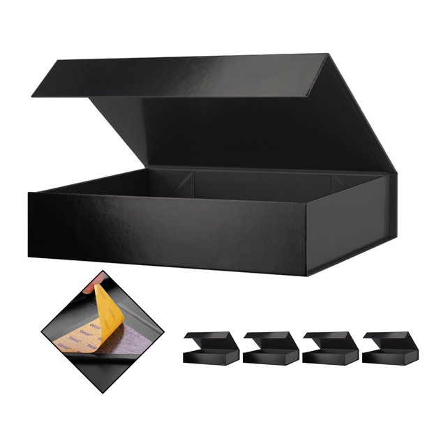5 Gift Boxes 11x7.8x2.3 Inches, Shirt Gift Boxes, Glossy Black Gift