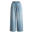 thumbnail image 3 of SJLDQY Girl's Wide Leg Pants Straight Fit Baggy Pants for Girls Casual Elastic Drawstring Waist Pants with Pockets, 3 of 5