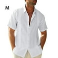 thumbnail image 4 of Sonducket Camisa de hombre Casual manga corta transpirable botón abajo Color sólido moda viajes citas camisas ropa Camisetas Blanco METRO, 4 of 5
