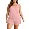thumbnail image 2 of Ynynloco Womens Plus Size Sleeveless Pajamas Set Casual Loose Sleepwear Soft Pj Sets Tank Top and Shorts 2 Piece Loungewear XL-5XL, 2 of 9