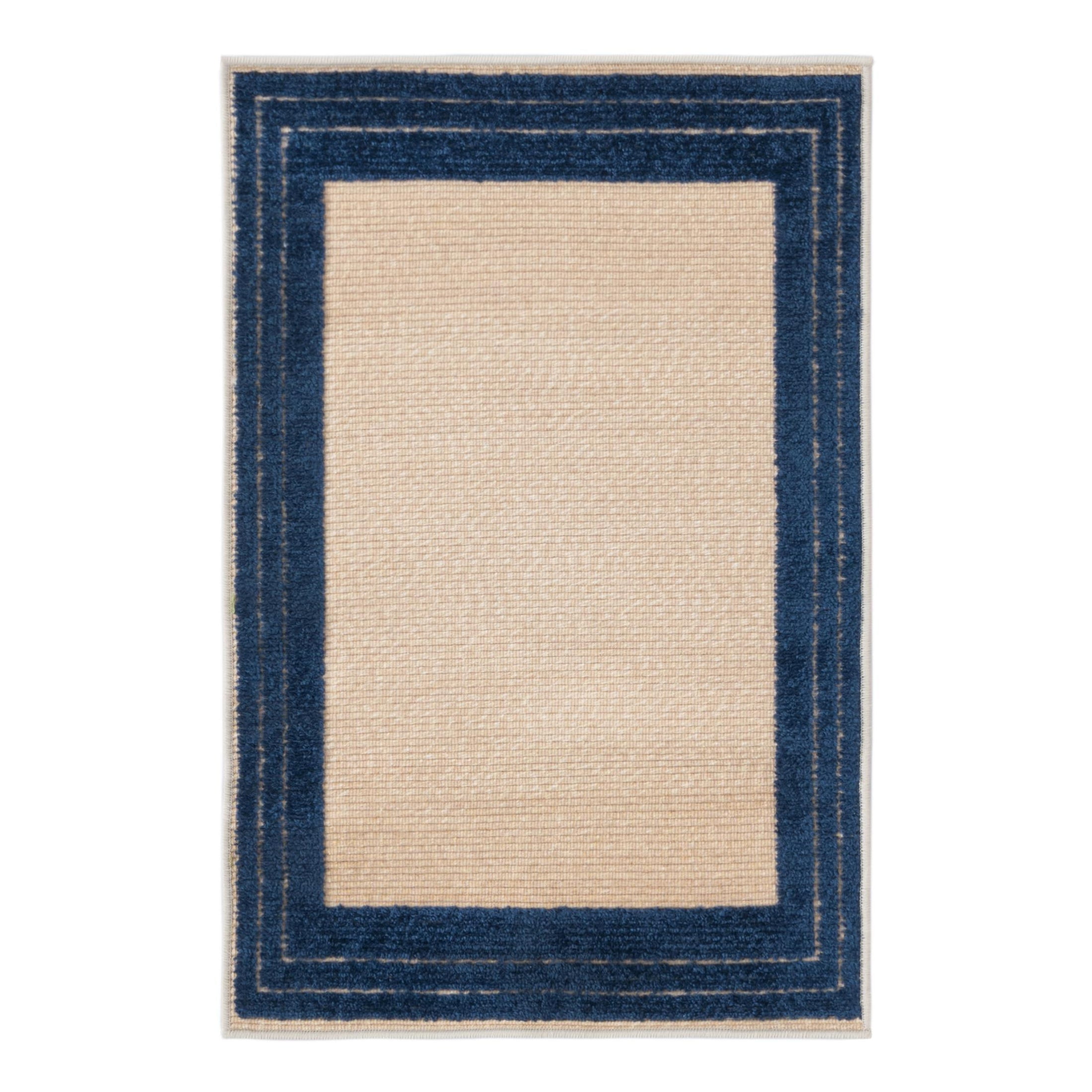 Unique Loom Aruba Outdoor Collection Area Rug - Tanki (2' x 3' Rectangle Beige/Navy Blue)