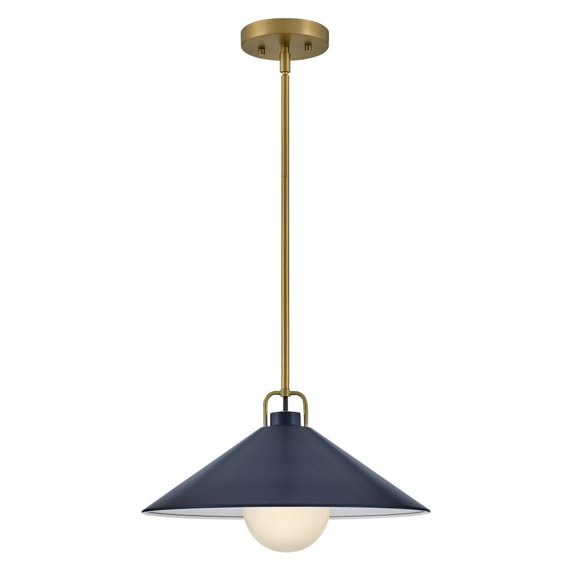 84437LCB-MV Lark Milo - 12W 1 LED Medium Pendant In Classic-7 Inches Tall and 16 Inches Wide-Lacquered Brass/Matte Navy Finish