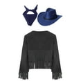 thumbnail image 4 of iiniim Girls Cowboy Cowgirl Halloween Costume Wild Western Sheriff Tassels Fringe Coat with Bandana Hat Outfits Black&Blue 10, 4 of 7