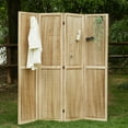 thumbnail image 3 of Pegboard Display, 5.6Ft Wooden Room Divider Folding Privacy Screens Portable Freestanding Wall Organizer for Retail Craft Art Display Board (4panels, Natural), 3 of 9
