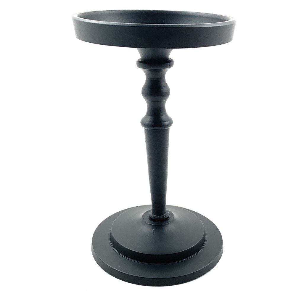 Pillar Candle Holder (Glossy Black, 8")