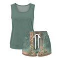 thumbnail image 4 of Two Piece Sets for Women Summer Lounge Short Sets Tank Square Neck Sleeveless Sweatsuit Drawstring Elastic Waist Shorts with Pockets M, 4 of 4
