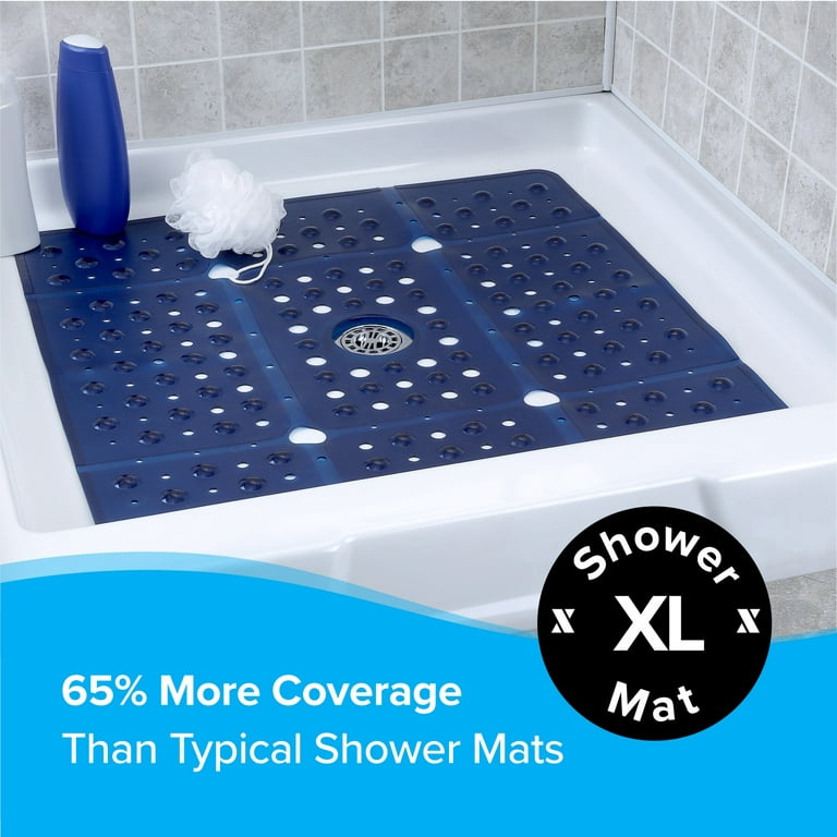 XL Non-Slip Bathtub Mat with Drain Holes Navy Blue - Slipx Solutions