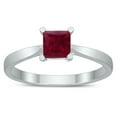 thumbnail image 1 of SZUL Women's Square Princess Cut 5MM Ruby Solitaire Ring in 10K White Gold, 1 of 4