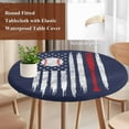 thumbnail image 4 of American Flag Round Tablecloth, Fitted Table Cover with Elastic for 45"-54" Round Tables, US Flag Baseball Stars Navy Blue Table Cloth Outdoor Indoor Dinning Party Waterproof Tablecloths, 4 of 7