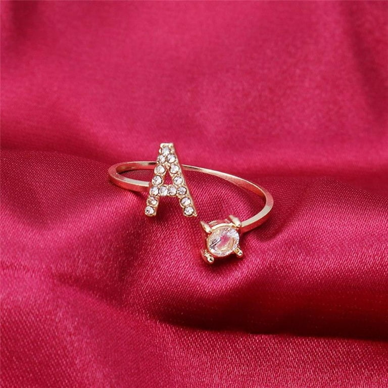  FindChic Custom Name Ring, Personalized Initial Letter A  Statement Rings for Women Alphabet Knuckle Ring Engravable 18K Gold Plated  Resizable Fashion Jewelry Gift: Clothing, Shoes & Jewelry