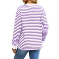 thumbnail image 4 of Fantaslook Striped Long Sleeve Shirts for Women Crewneck Tunic Tops Color Block Blouses Fall Pullover, 4 of 7