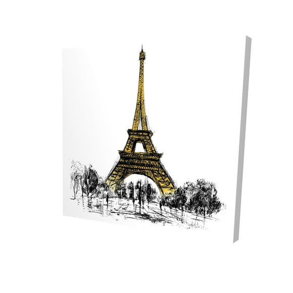 Outline of eiffel tour - 36"x36" canvas - Print on demand