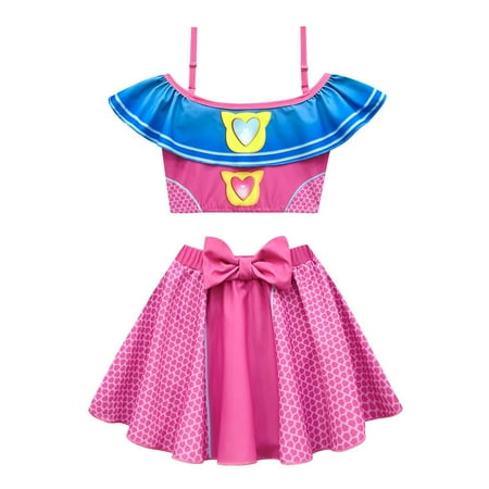 

CQDY SuperKitties Theme Spilt Swimsuit Toddlers and Baby Girls Swimsuit Two Piece Swimsuit with Bag Swimming Bathing Suit Swim Wear Dress Up Beach Bikini Set