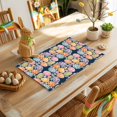 thumbnail image 4 of Easter Eggs Placemats Set of 8, Spring Colored Eggs Floral Dark Blue Background Heat Insulated Linen Place Mats, Washable Stain-Proof Table Mats for Dining Tables Holiday Decor 13x19 Inches, 4 of 9