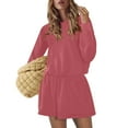 thumbnail image 2 of Cotton Backless Rompers for Women Long Sleeve with Hood Short Jumpsuits Spring Fall Casual Sportswear (XL, Hot Pink), 2 of 7