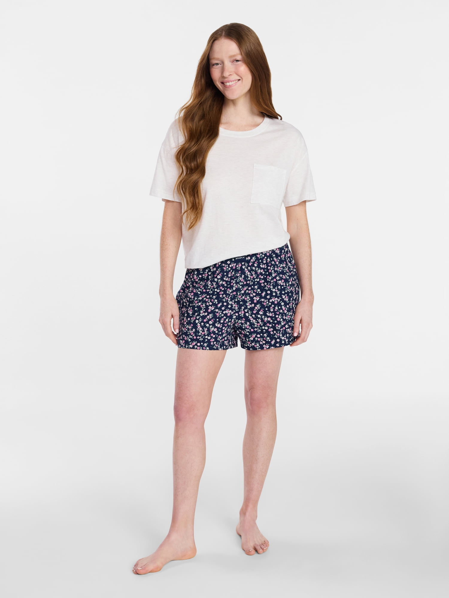 Joyspun Women's Woven Pajama Boxer Shorts, 3'' Inseam, Sizes XS-3X