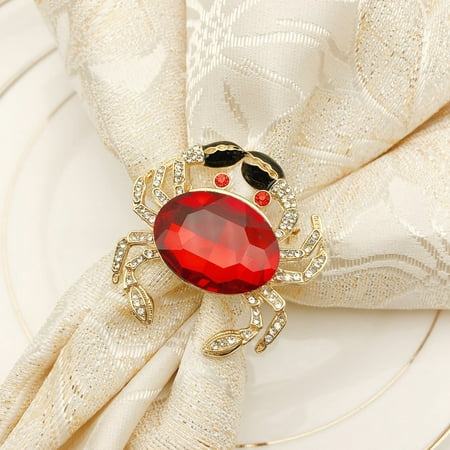 

Red Crystal Napkin Ring Dinner Table Serviette Buckles Napkin Ring for Wedding Holiday Hotel Napkin Decoration